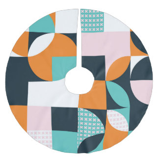 Abstract Geometric: Colourful 3D Effect. Brushed Polyester Tree Skirt