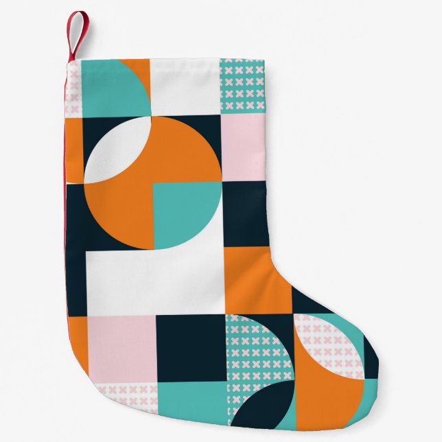 Abstract Geometric: Colourful 3D Effect. Small Christmas Stocking (Front)