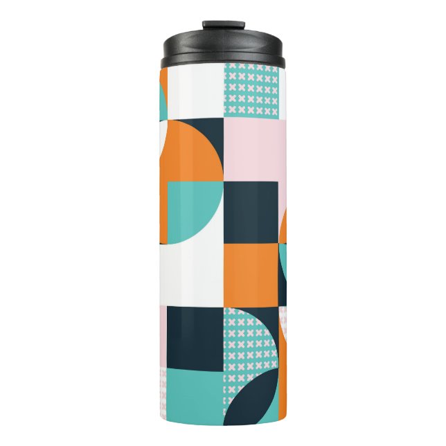 Abstract Geometric: Colourful 3D Effect. Thermal Tumbler (Front)