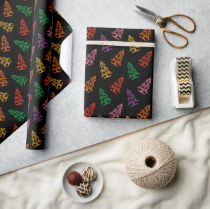 Abstract Geometric Colourful Christmas Tree Patter Wrapping Paper