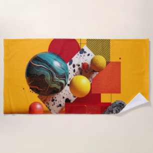 Abstract geometric colourful composition beach towel