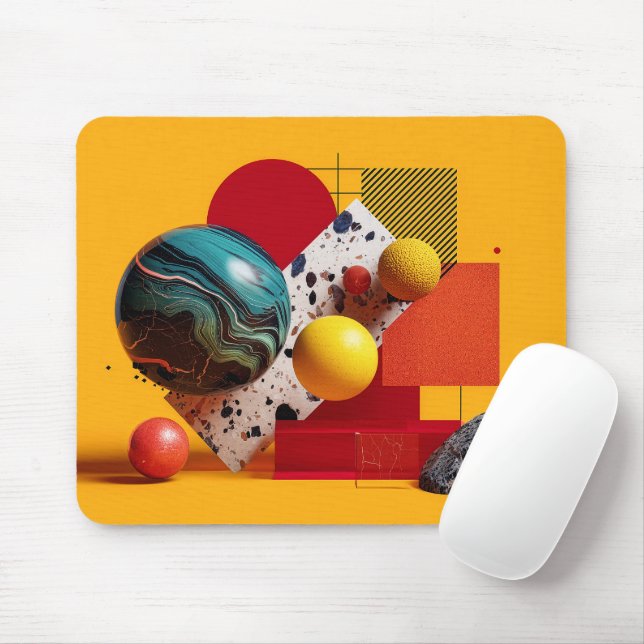 Abstract geometric colourful composition  mouse pad (With Mouse)