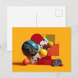 Abstract geometric colourful composition postcard
