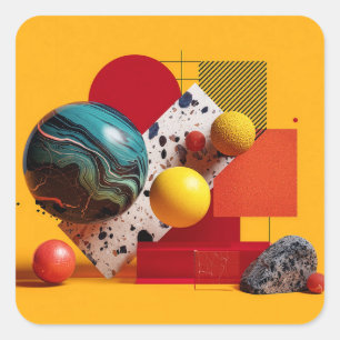 Abstract geometric colourful composition  square sticker