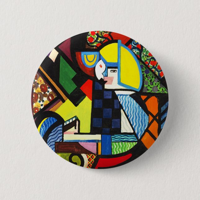 Abstract Geometric Colourful Modernist Painting 2 Inch Round Button (Front)