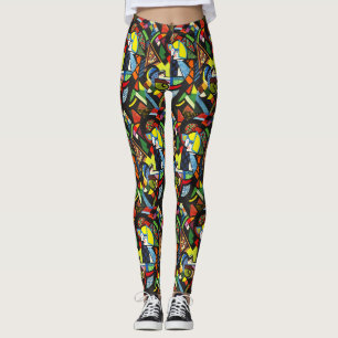 Abstract Geometric Colourful Modernist Painting Leggings
