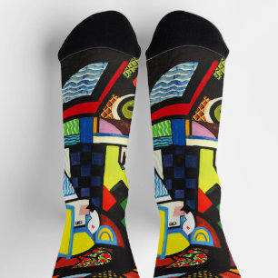 Abstract Geometric Colourful Modernist Painting Socks