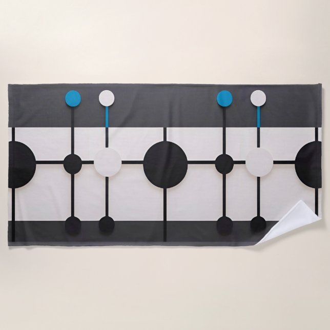 Abstract Geometric Composition Featuring Circles Beach Towel (Front)