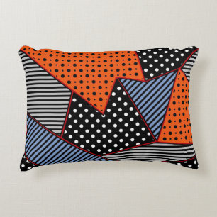 Abstract Geometric Composition: Orange Blue Patter Accent Pillow
