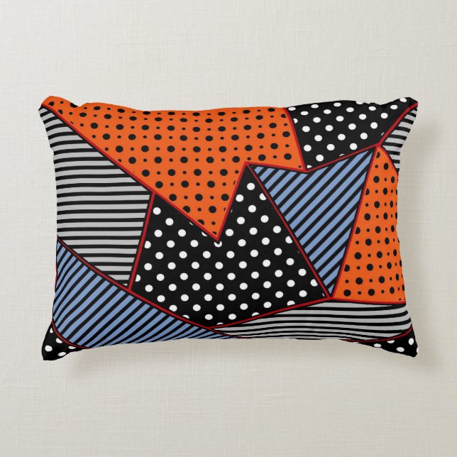 Abstract Geometric Composition: Orange Blue Patter Accent Pillow (Front)