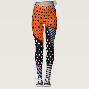 Abstract Geometric Composition: Orange Blue Patter Leggings