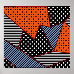 Abstract Geometric Composition: Orange Blue Patter Poster