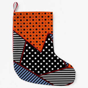 Abstract Geometric Composition: Orange Blue Patter Small Christmas Stocking