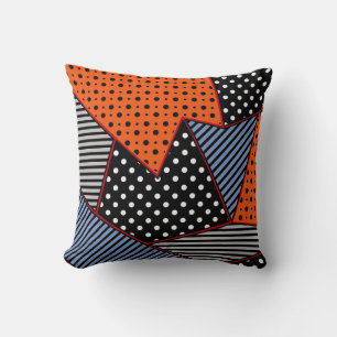 Abstract Geometric Composition: Orange Blue Patter Throw Pillow
