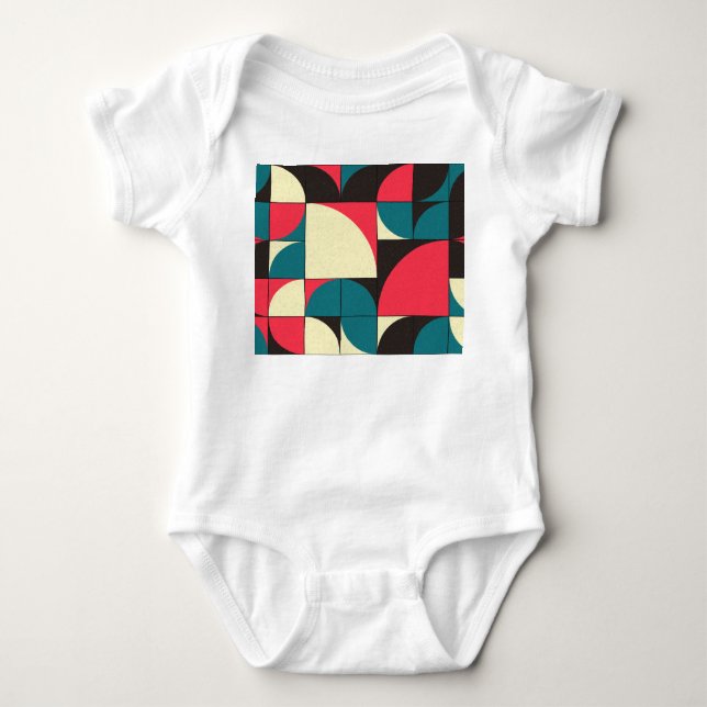Abstract geometric, computational art illustration baby bodysuit (Front)