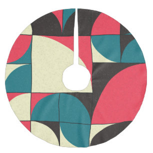 Abstract geometric, computational art illustration brushed polyester tree skirt