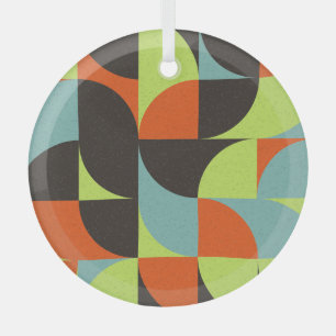 Abstract Geometric Computational Art Illustration Glass Ornament