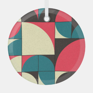 Abstract geometric, computational art illustration glass ornament