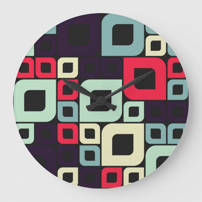 Abstract Geometric, Computational Art Illustration Large Clock (Front)