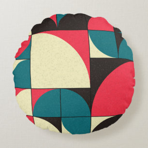 Abstract geometric, computational art illustration round pillow