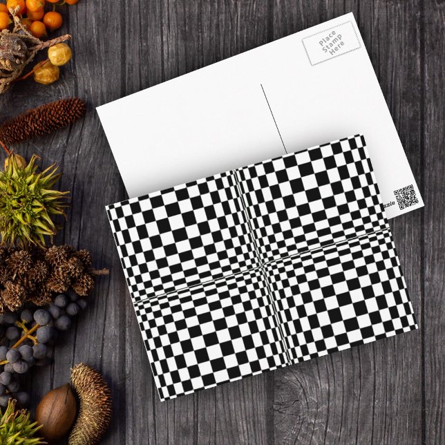 Abstract Geometric Cool 3D Black White Squares Postcard (Geometric abstract design in black and white with optical illusion of puffy squares.)