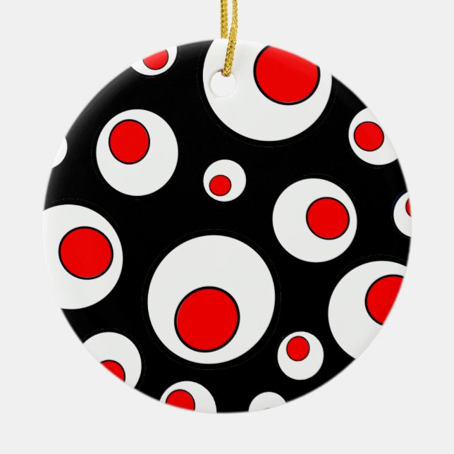 Abstract Geometric Cool Circles Ceramic Ornament (Front)