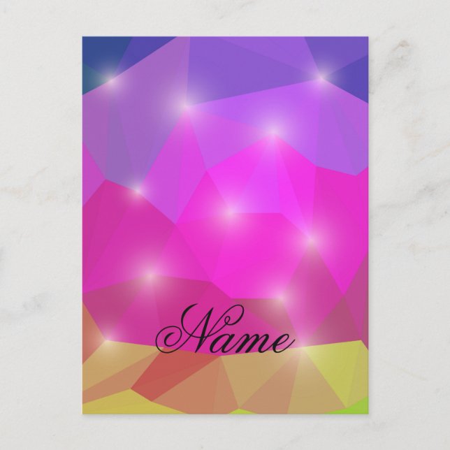Abstract Geometric Crystal Mosaic in Pink Holiday Postcard (Front)
