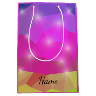 Abstract Geometric Crystal Mosaic in Pink Medium Gift Bag