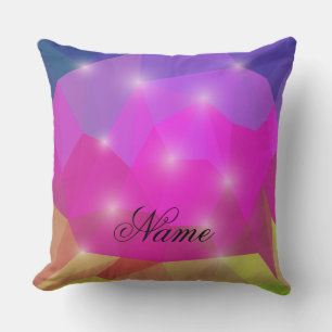 Abstract Geometric Crystal Mosaic in Pink Throw Pillow