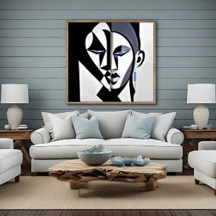 Abstract Geometric Cubist Face Canvas Print