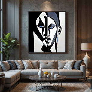 Abstract Geometric Cubist Face Poster