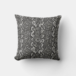 Abstract geometric design black white throw pillow