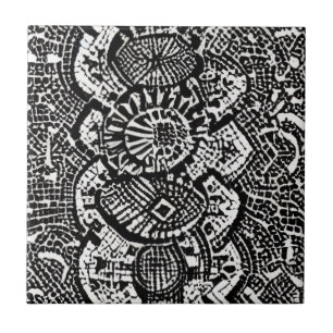 Abstract geometric design black white tile