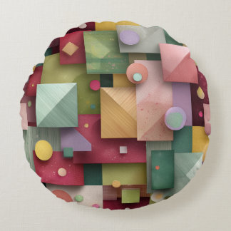 Abstract Geometric Design Round Pillow