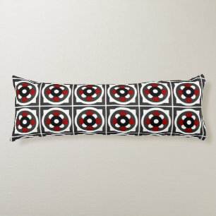 Abstract Geometric Design with Red, Black White Body Pillow