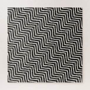 Abstract Geometric Doodle: Black White Pattern Jigsaw Puzzle