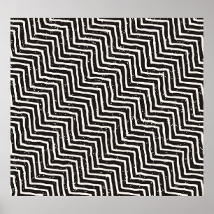 Abstract Geometric Doodle: Black White Pattern Poster