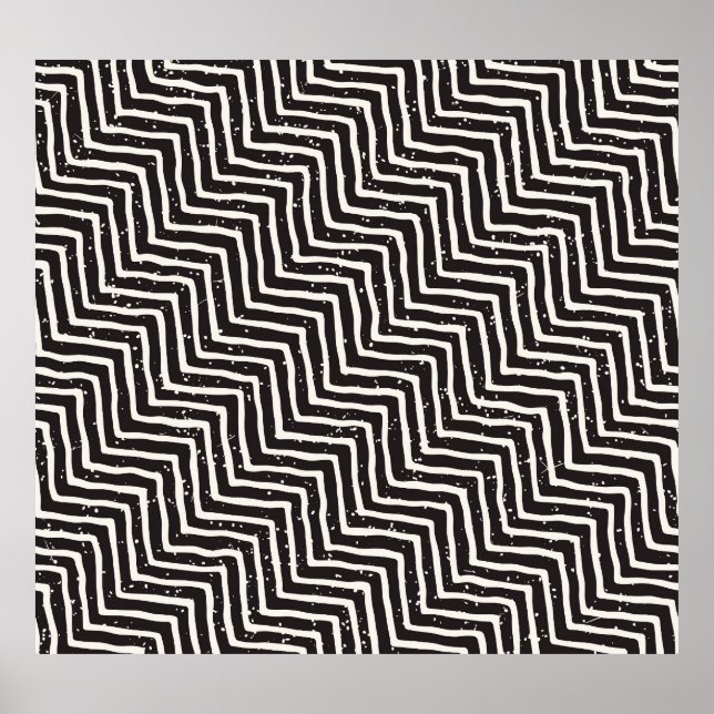 Abstract Geometric Doodle: Black White Pattern Poster (Front)