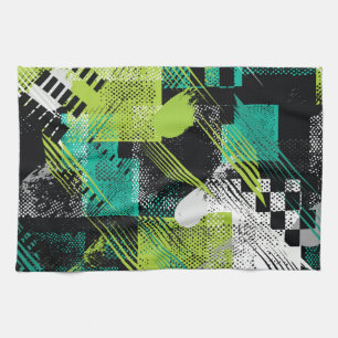 Abstract Geometric Dots Stripes Pattern Kitchen Towel