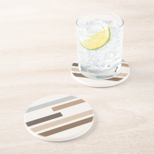 Abstract Geometric Earthtones Stripes Art Pattern Coaster