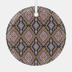 Abstract geometric ethnic, wallpaper design. glass ornament