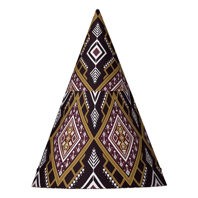 Abstract geometric ethnic, wallpaper design. party hat (Front)