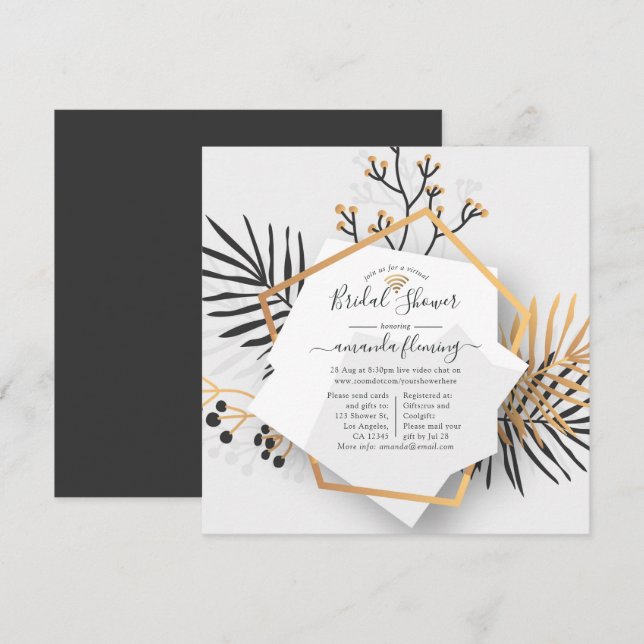 Abstract Geometric Exotic Tropical Virtual Shower Invitation (Front/Back)
