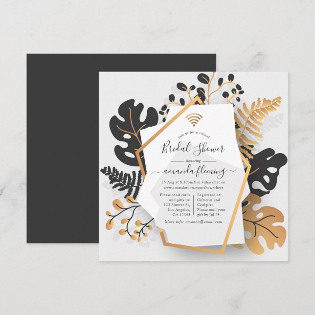 Abstract Geometric Exotic Tropical Virtual Shower Invitation (Front/Back)
