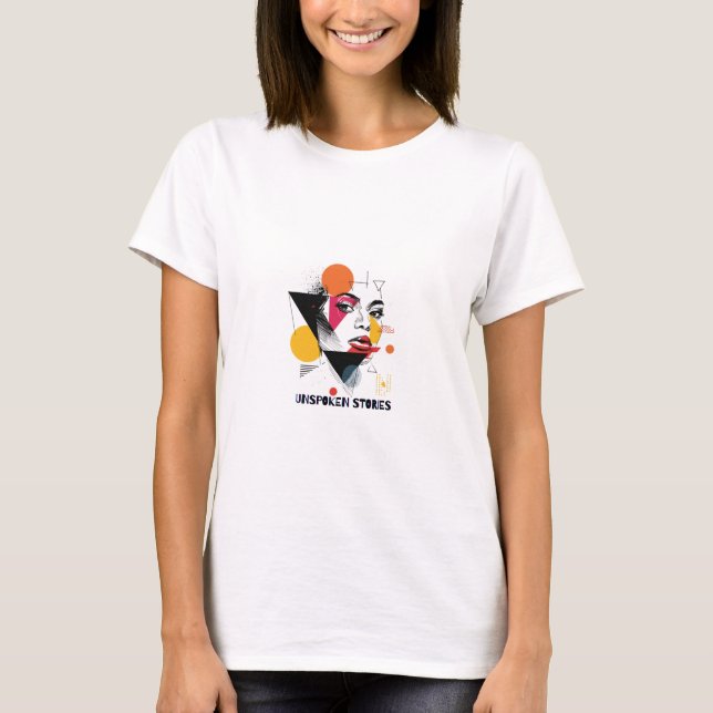Abstract Geometric Face Art Women’s Graphic Tee (Front)