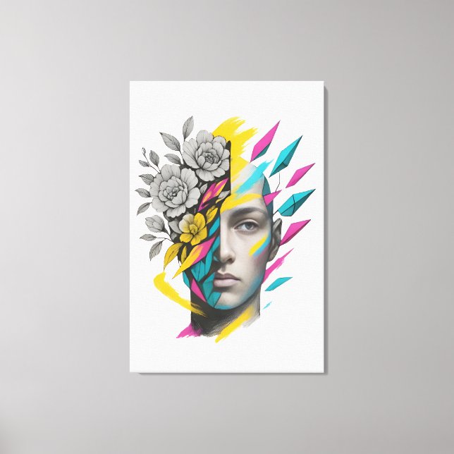 Abstract Geometric Face Canvas Print - Modern Art (Front)