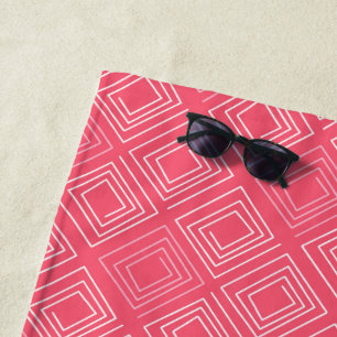 abstract geometric fashionable sixties pink beach towel