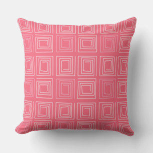 abstract geometric fashionable sixties pink outdoor pillow