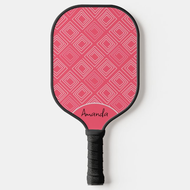  abstract geometric fashionable sixties pink  pickleball paddle (Front)