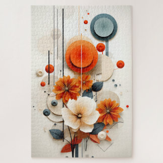 Abstract Geometric Floral Jigsaw Puzzle